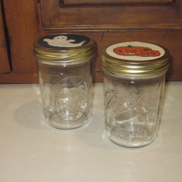 Vintage Mason Jars with Halloween Toppers - Picture 2 of 2
